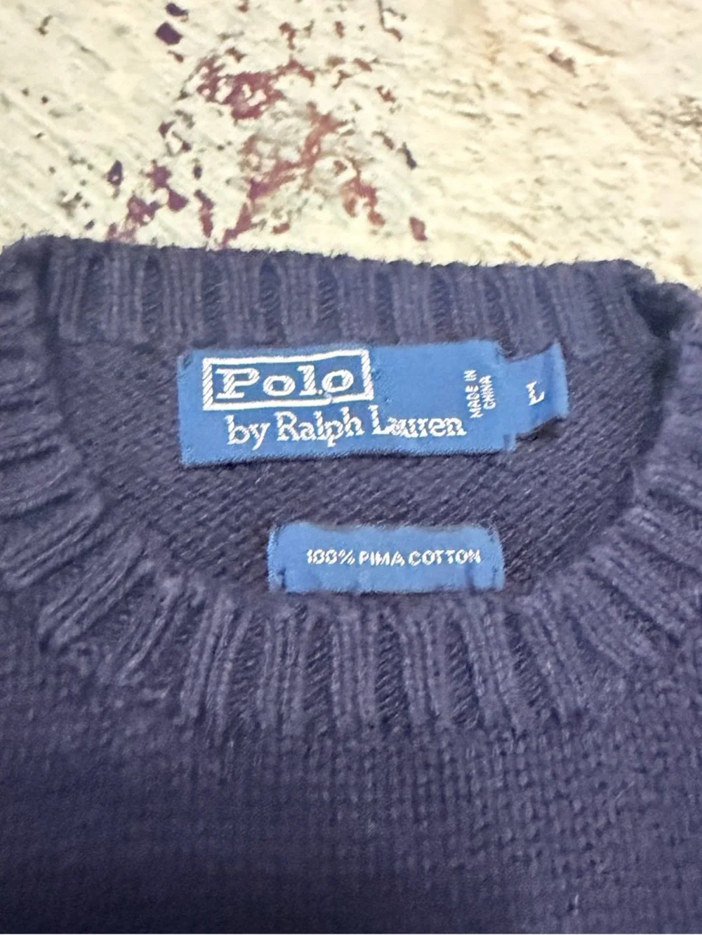 Vtg. 90’sPolo by Ralph Lauren Navy Crewneck Sweater with Red Pony
